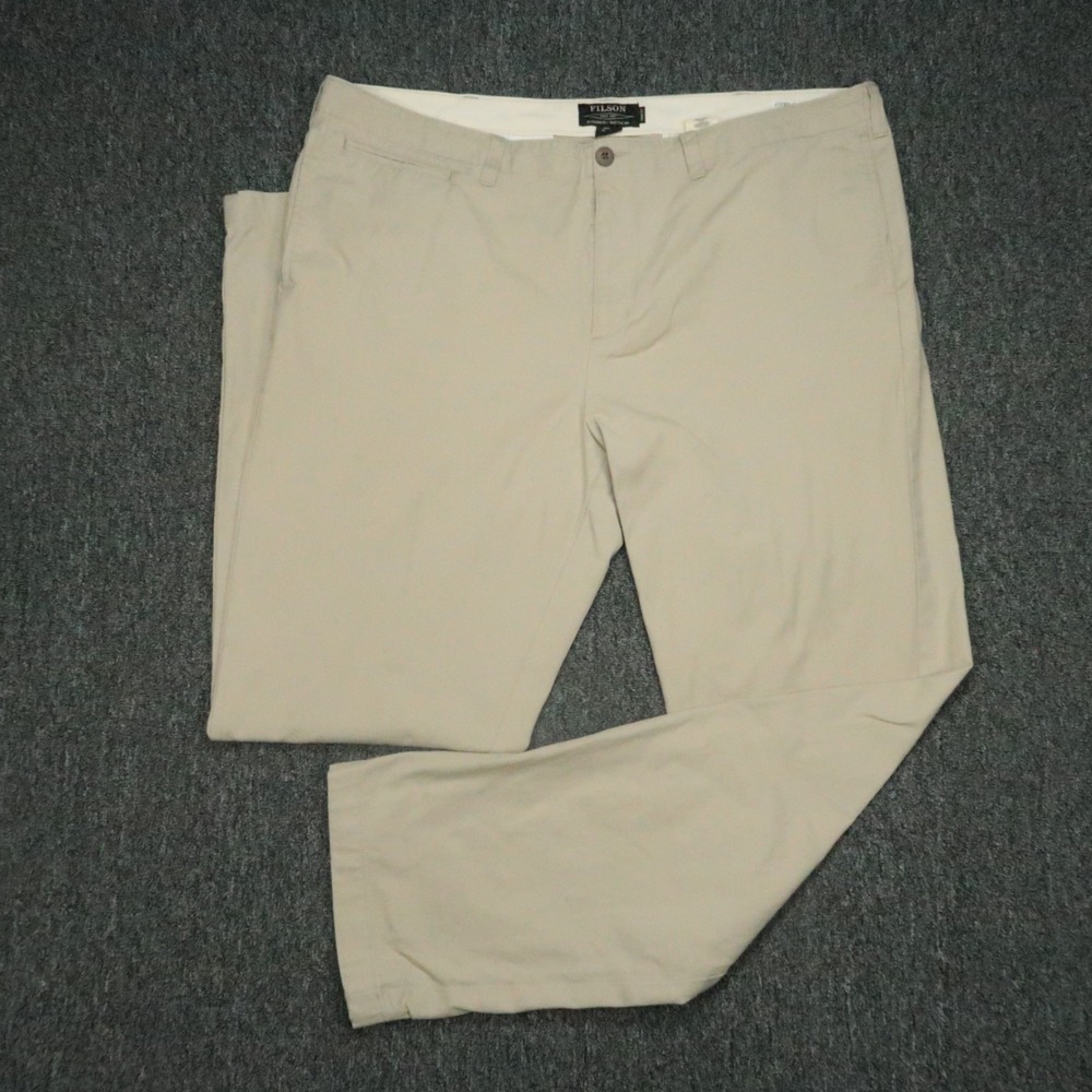 Filson Pants Mens 42x34 Khaki Tan Draftsman Canvas Chino Trouser Hiking Outdoors